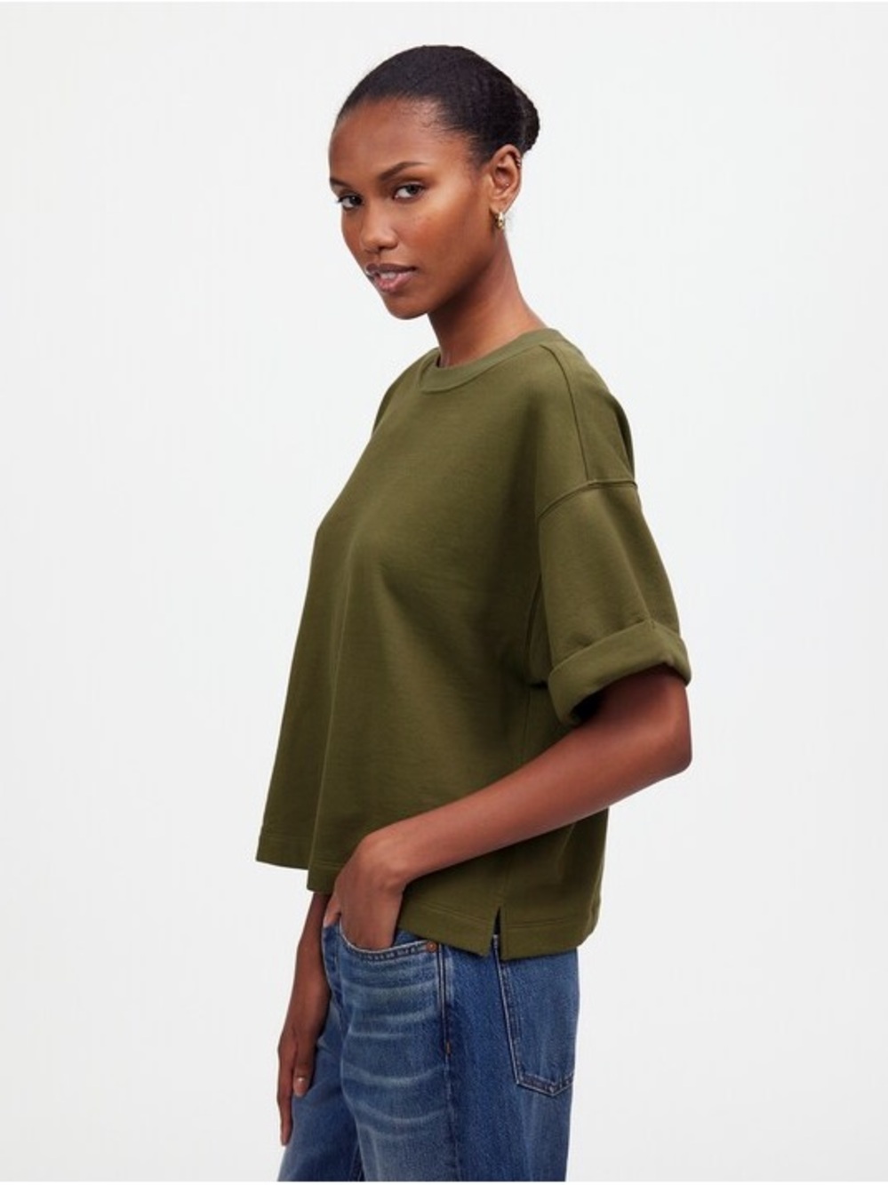 Madewell Olive Boxy Crewneck Tee